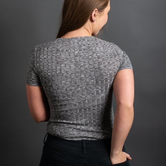 Grey Ribbed Tee Bodysuit by Forever 21 - Picture 9 of 10